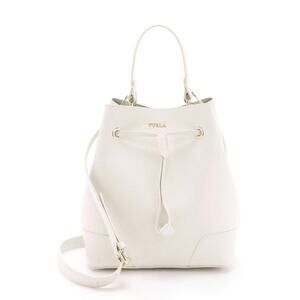 Furla Leather Bucket Bag with Matching Zip Pouch – Ivory